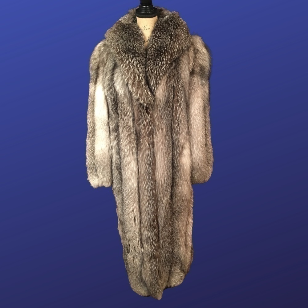 𝅺forgues FOURRURES Full Length INDIGO FOX Fur Coat, Women’s Size Large, EUC
